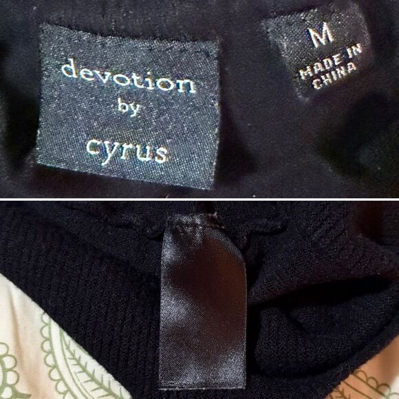 Devotion by Cyrus Dolman Cold Shoulder Black Sweater Mockneck Ribbed Trim M - Picture 10 of 11